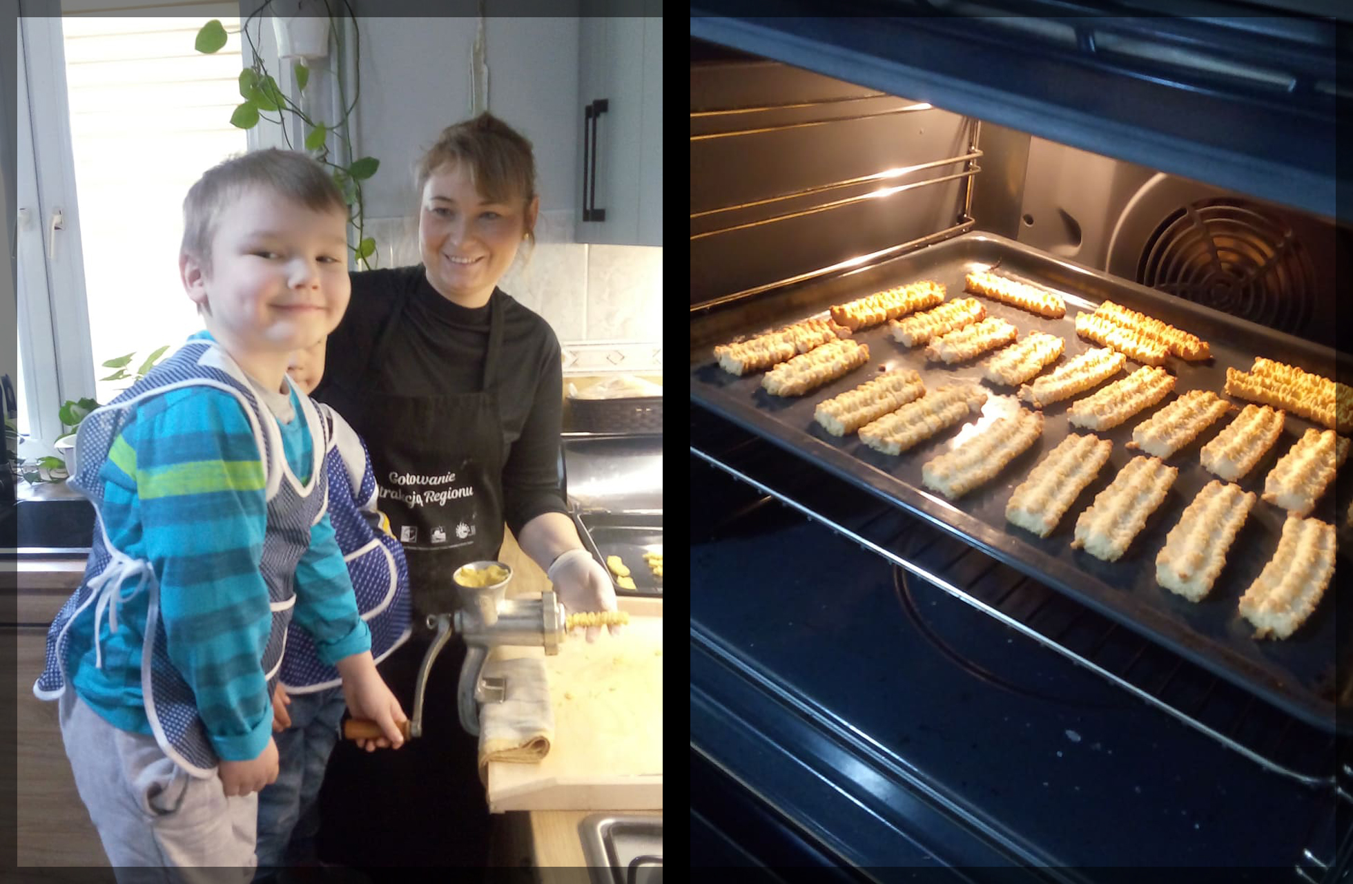 dzieci w kuchni pomagają w pieczeniu ciasteczek